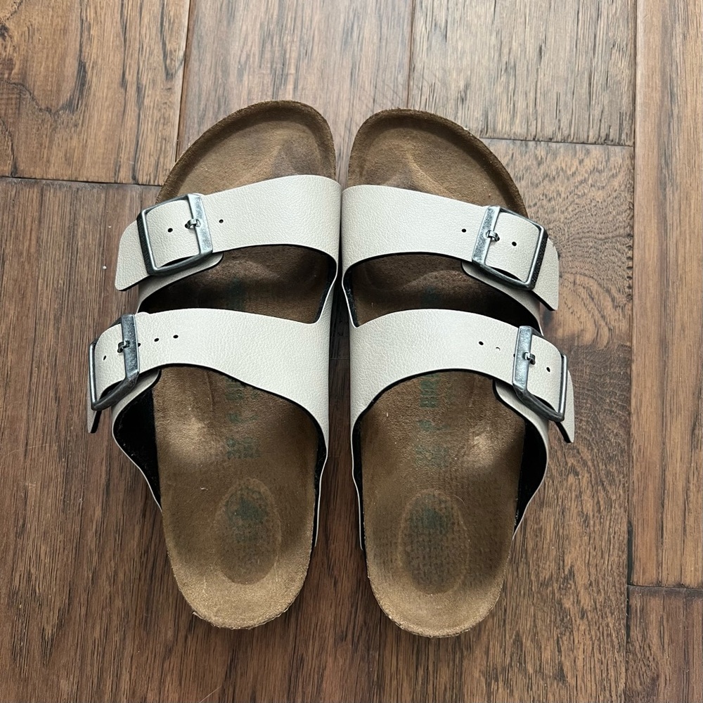 Beige Birkenstocks Double Strap Sandals